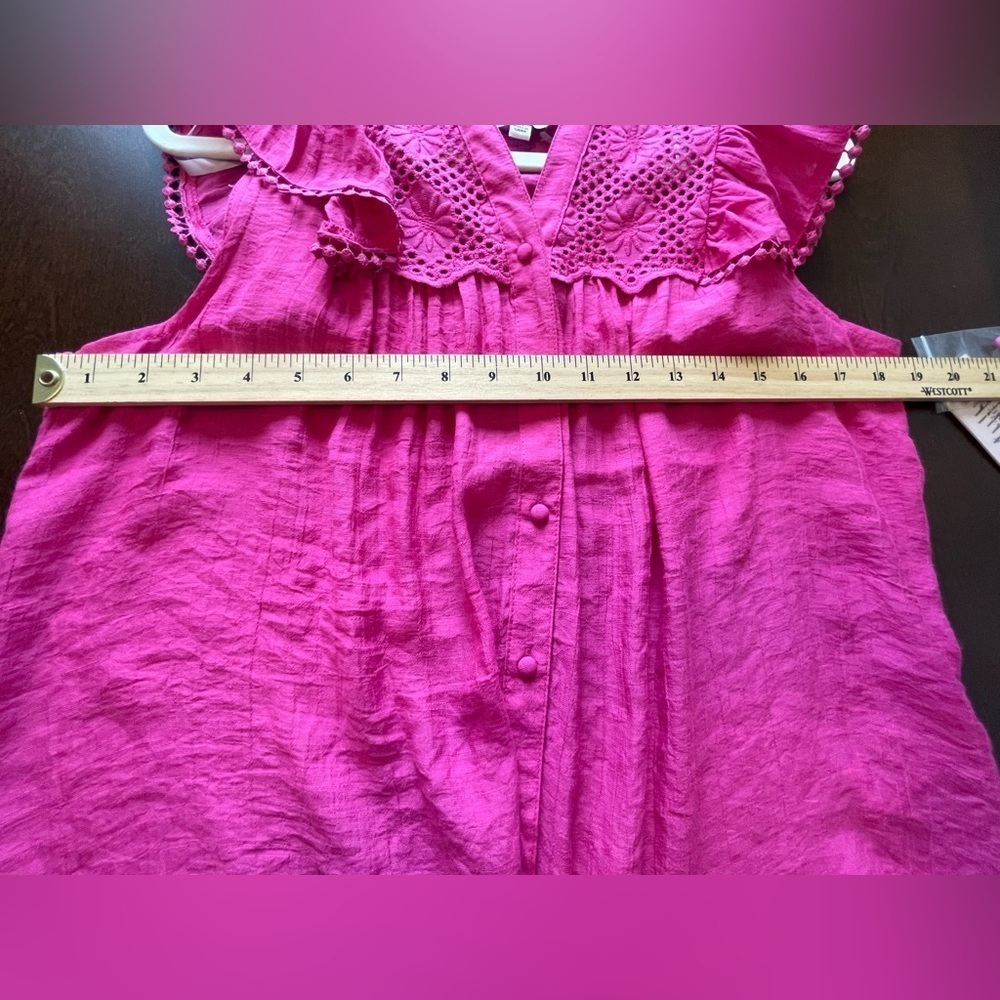 Bright Pink Women's Ruffled Button-Front Top - Picture 9 of 10